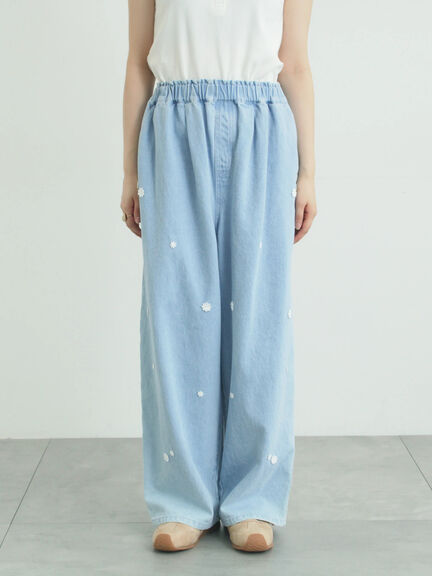 3Dレースモチーフ付きパンツ（サックスブルー/ブルー/キナリ）｜Samansa Mos2（サマンサ モスモス）通販