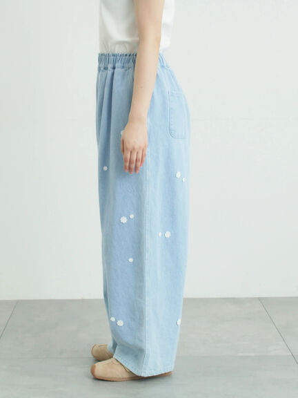 3Dレースモチーフ付きパンツ（サックスブルー/ブルー/キナリ）｜Samansa Mos2（サマンサ モスモス）通販