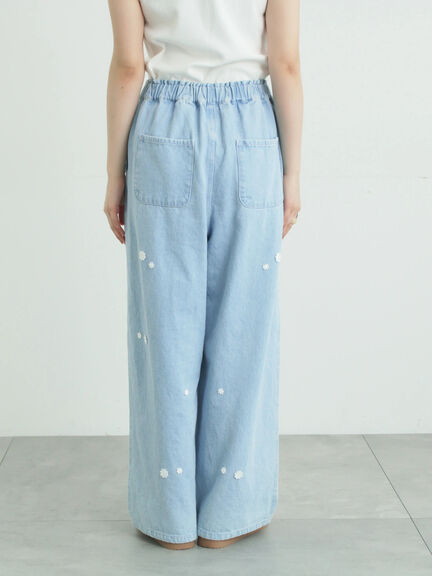 3Dレースモチーフ付きパンツ（サックスブルー/ブルー/キナリ）｜Samansa Mos2（サマンサ モスモス）通販