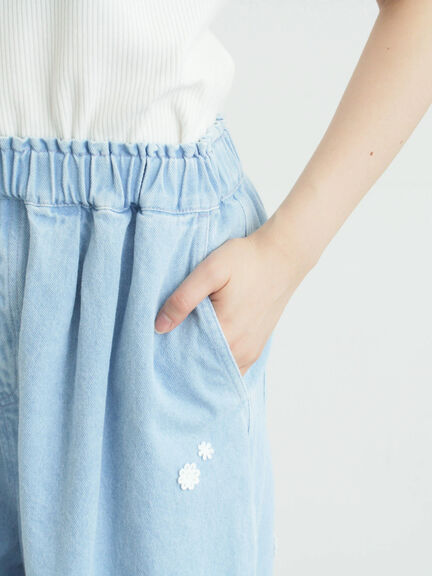 3Dレースモチーフ付きパンツ（サックスブルー/ブルー/キナリ）｜Samansa Mos2（サマンサ モスモス）通販