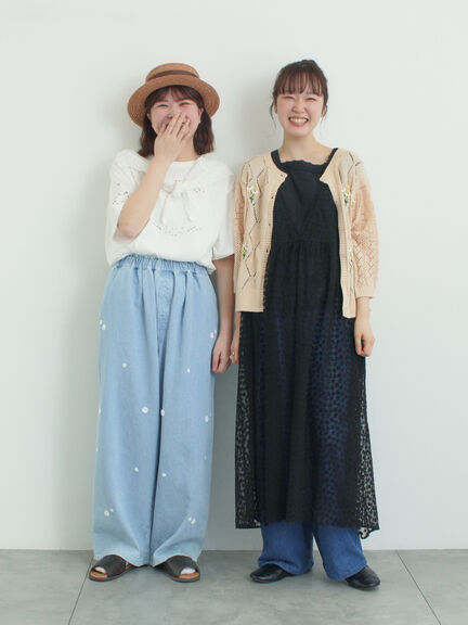 3Dレースモチーフ付きパンツ（サックスブルー/ブルー/キナリ）｜Samansa Mos2（サマンサ モスモス）通販