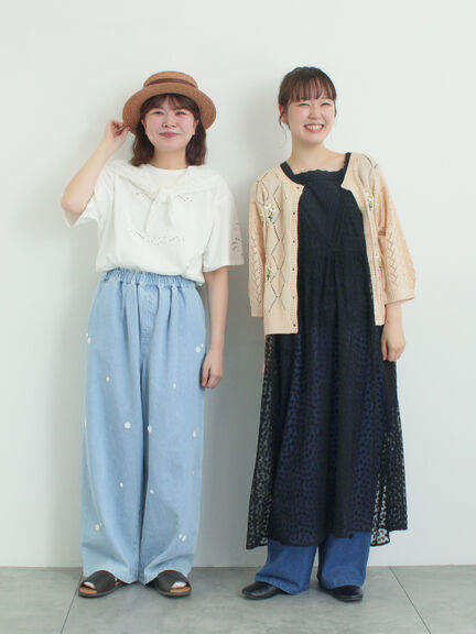 3Dレースモチーフ付きパンツ（サックスブルー/ブルー/キナリ）｜Samansa Mos2（サマンサ モスモス）通販