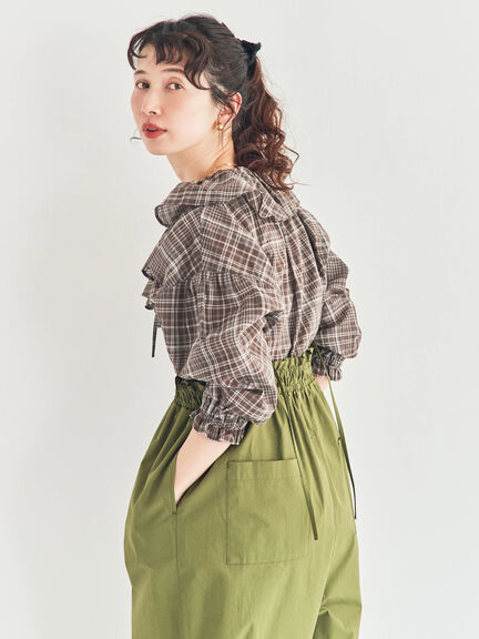 サス付きハイウエストパンツ（ブラック/ベージュ/カーキ）｜Samansa Mos2（サマンサ モスモス）通販