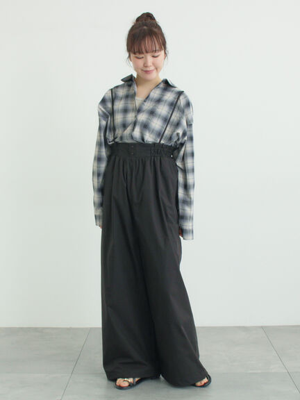 サス付きハイウエストパンツ（ブラック/ベージュ/カーキ）｜Samansa Mos2（サマンサ モスモス）通販