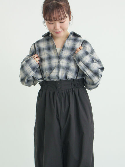 サス付きハイウエストパンツ（ブラック/ベージュ/カーキ）｜Samansa Mos2（サマンサ モスモス）通販