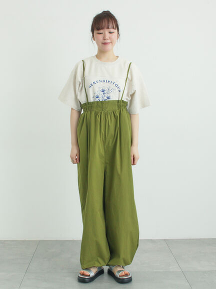 サス付きハイウエストパンツ（ブラック/ベージュ/カーキ）｜Samansa Mos2（サマンサ モスモス）通販