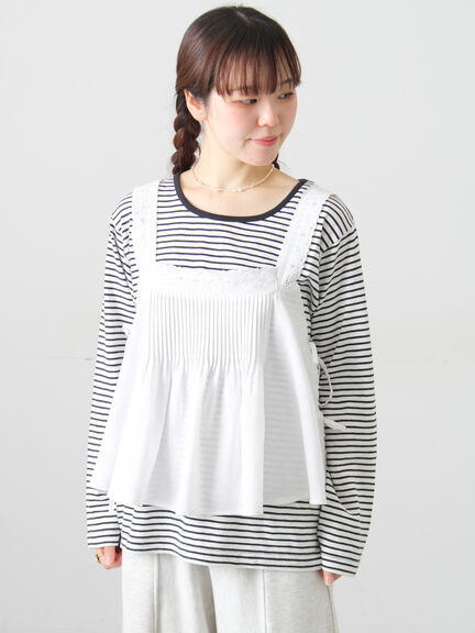 ピンタックレースビスチェ（オフホワイト/ブラック）｜Samansa Mos2（サマンサ モスモス）通販