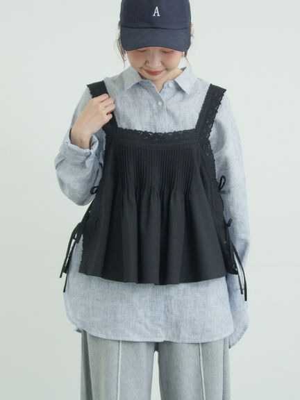 ピンタックレースビスチェ（オフホワイト/ブラック）｜Samansa Mos2（サマンサ モスモス）通販