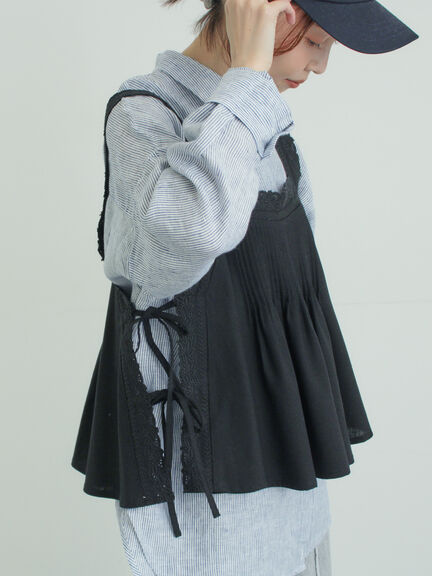 ピンタックレースビスチェ（オフホワイト/ブラック）｜Samansa Mos2（サマンサ モスモス）通販