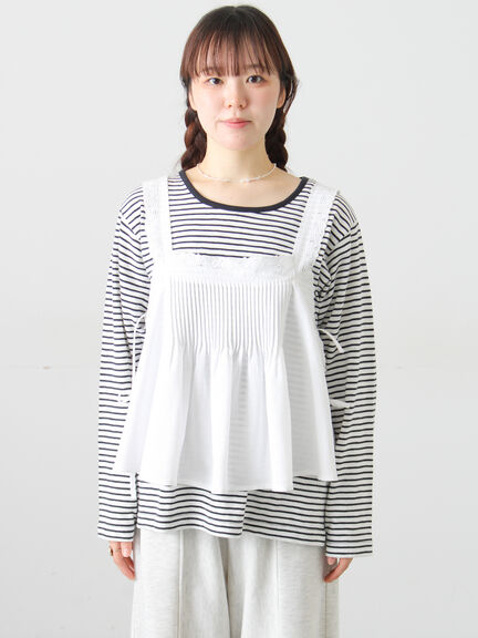 ピンタックレースビスチェ（オフホワイト/ブラック）｜Samansa Mos2（サマンサ モスモス）通販