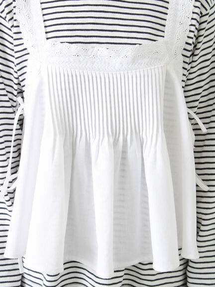 ピンタックレースビスチェ（オフホワイト/ブラック）｜Samansa Mos2（サマンサ モスモス）通販