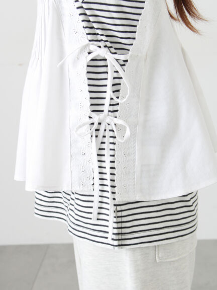 ピンタックレースビスチェ（オフホワイト/ブラック）｜Samansa Mos2（サマンサ モスモス）通販