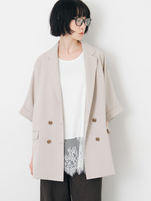 ダブル釦5分袖ジャケット（ベージュ）｜Samansa Mos2（サマンサ モスモス）通販