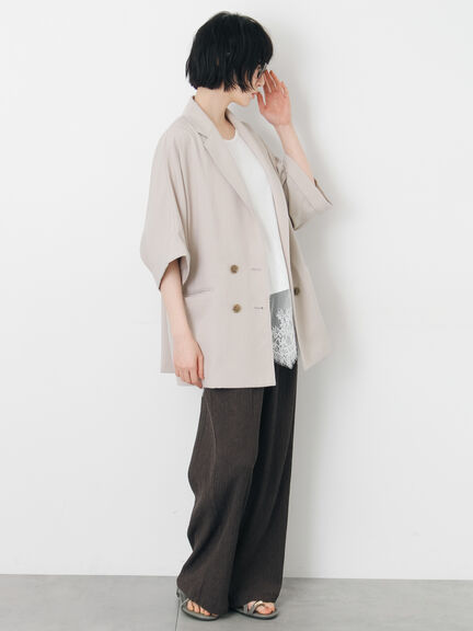 ダブル釦5分袖ジャケット（ブラック/ベージュ/カーキ）｜Samansa Mos2（サマンサ モスモス）通販