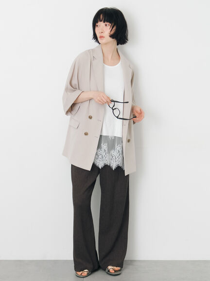 ダブル釦5分袖ジャケット（ブラック/ベージュ/カーキ）｜Samansa Mos2（サマンサ モスモス）通販