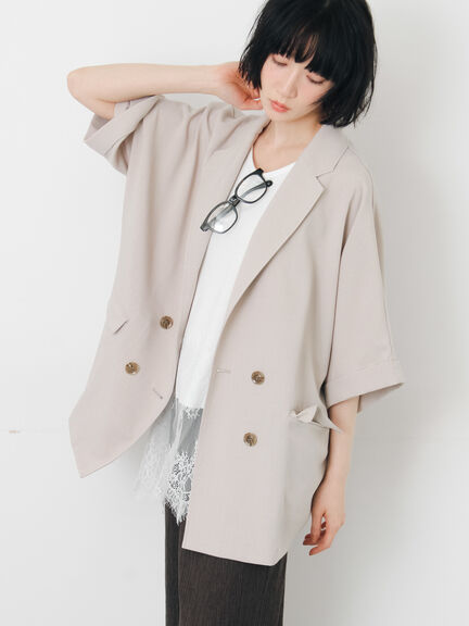 ダブル釦5分袖ジャケット（ブラック/ベージュ/カーキ）｜Samansa Mos2（サマンサ モスモス）通販