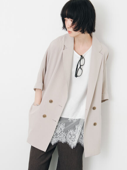 ダブル釦5分袖ジャケット（ブラック/ベージュ/カーキ）｜Samansa Mos2（サマンサ モスモス）通販