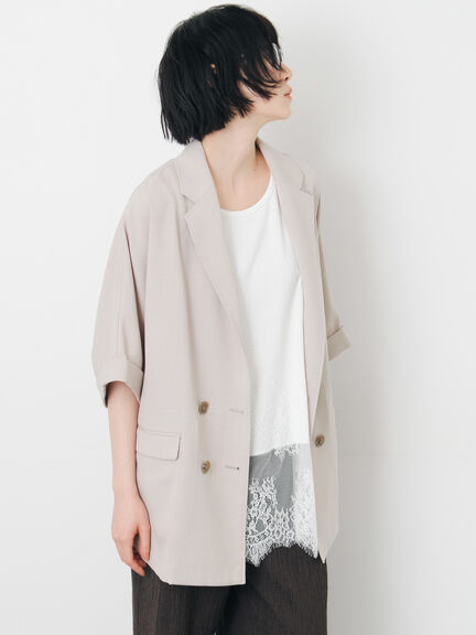 ダブル釦5分袖ジャケット（ブラック/ベージュ/カーキ）｜Samansa Mos2（サマンサ モスモス）通販