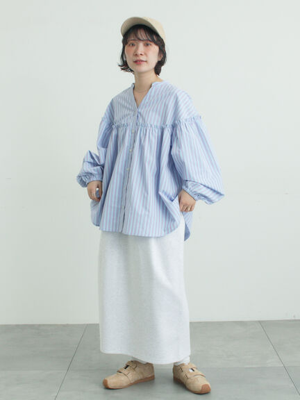 【多機能】フリル切替スキッパーシャツ（オフホワイト/ブラック/サックスブルー/ネイビー）｜Samansa Mos2（サマンサ モスモス）通販