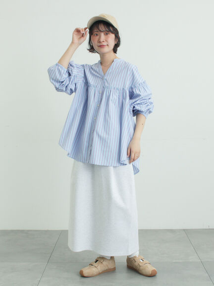 【多機能】フリル切替スキッパーシャツ（オフホワイト/ブラック/サックスブルー/ネイビー）｜Samansa Mos2（サマンサ モスモス）通販