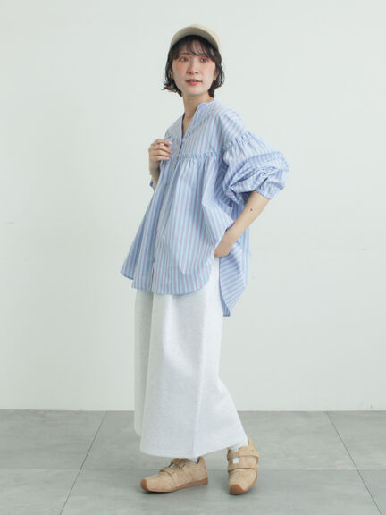 【多機能】フリル切替スキッパーシャツ（オフホワイト/ブラック/サックスブルー/ネイビー）｜Samansa Mos2（サマンサ モスモス）通販