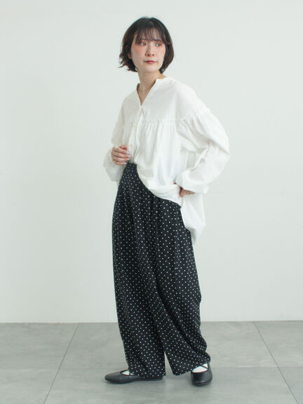 【多機能】フリル切替スキッパーシャツ（オフホワイト/ブラック/サックスブルー/ネイビー）｜Samansa Mos2（サマンサ モスモス）通販