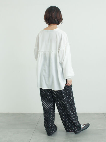 【多機能】フリル切替スキッパーシャツ（オフホワイト/ブラック/サックスブルー/ネイビー）｜Samansa Mos2（サマンサ モスモス）通販