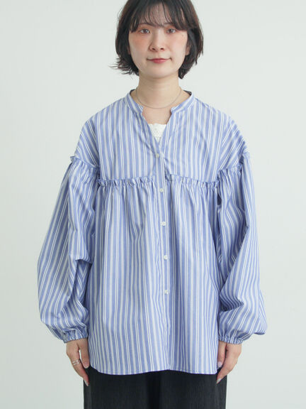 【多機能】フリル切替スキッパーシャツ（オフホワイト/ブラック/サックスブルー/ネイビー）｜Samansa Mos2（サマンサ モスモス）通販