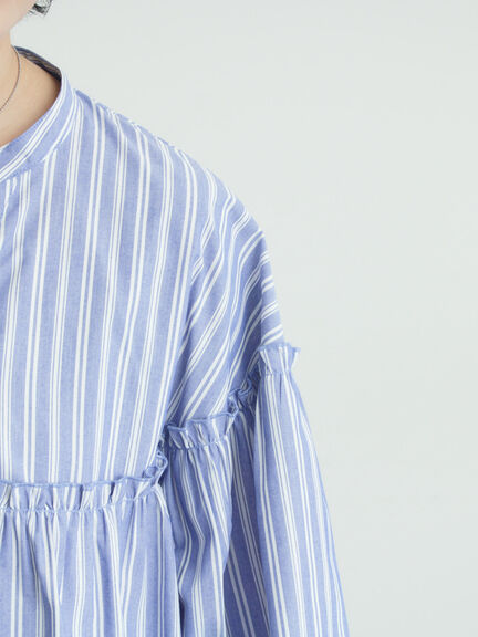 【多機能】フリル切替スキッパーシャツ（オフホワイト/ブラック/サックスブルー/ネイビー）｜Samansa Mos2（サマンサ モスモス）通販