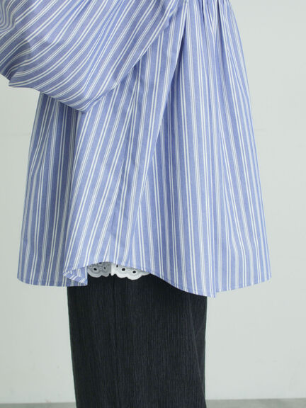 【多機能】フリル切替スキッパーシャツ（オフホワイト/ブラック/サックスブルー/ネイビー）｜Samansa Mos2（サマンサ モスモス）通販