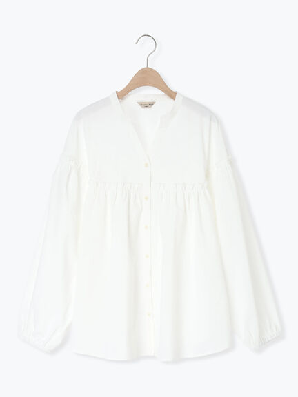 【多機能】フリル切替スキッパーシャツ（オフホワイト/ブラック/サックスブルー/ネイビー）｜Samansa Mos2（サマンサ モスモス）通販