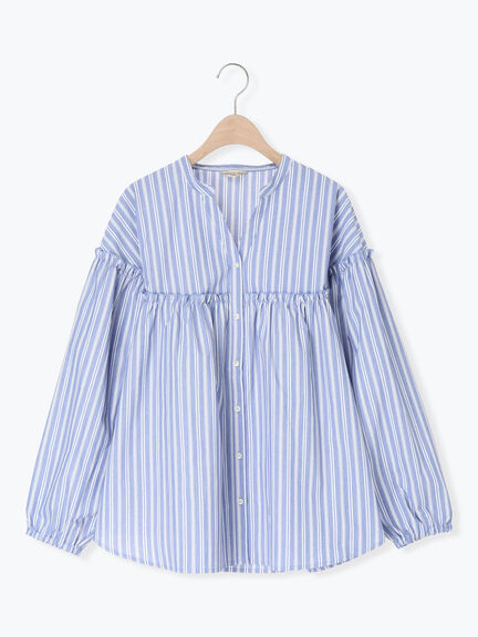 【多機能】フリル切替スキッパーシャツ（オフホワイト/ブラック/サックスブルー/ネイビー）｜Samansa Mos2（サマンサ モスモス）通販