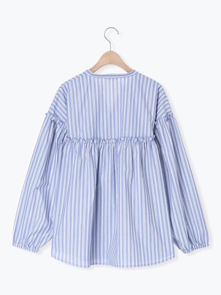 【多機能】フリル切替スキッパーシャツ（オフホワイト/ブラック/サックスブルー/ネイビー）｜Samansa Mos2（サマンサ モスモス）通販