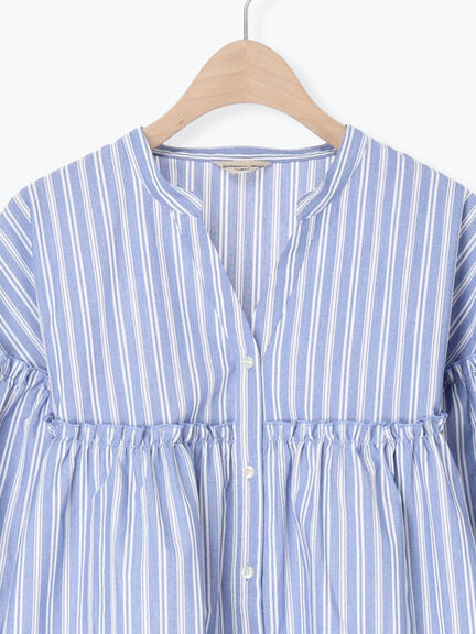 【多機能】フリル切替スキッパーシャツ（オフホワイト/ブラック/サックスブルー/ネイビー）｜Samansa Mos2（サマンサ モスモス）通販