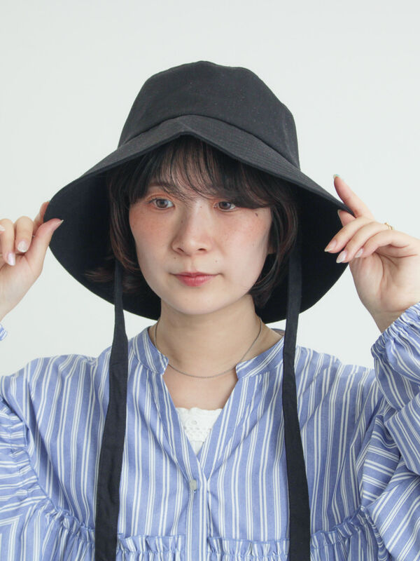 セール】 【遮熱/消臭効果】リネン混ハット（ブラック/ベージュ