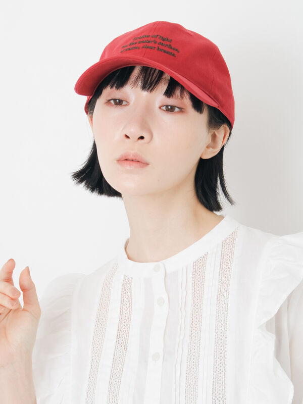 消臭効果】コットンツイル刺繍キャップ（レッド/ベージュ/ネイビー