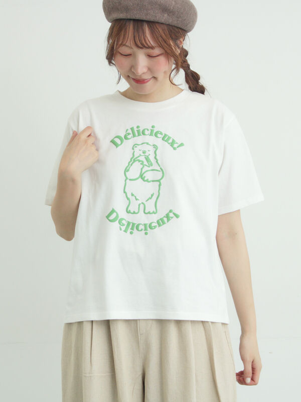 セール】 【メルヘン×Samansa Mos2】発泡プリントTシャツ（オフ