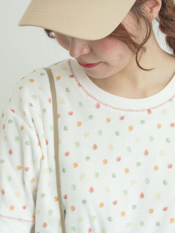 メルヘン×Samansa Mos2】ワッフル総柄Tシャツ（オフホワイト/ミント