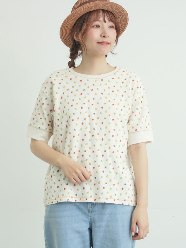 メルヘン×Samansa Mos2】ワッフル総柄Tシャツ（オフホワイト/ミント