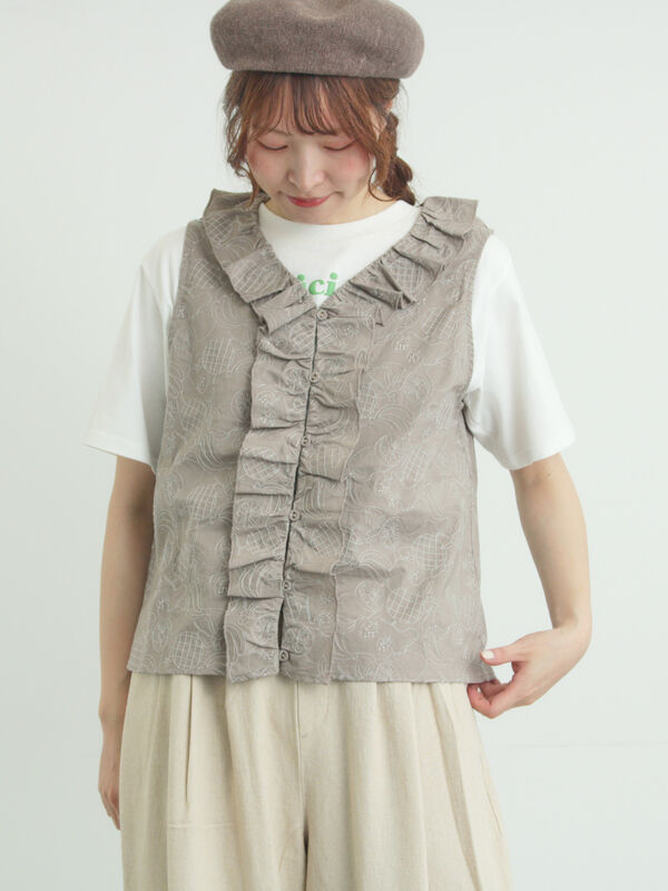 【メルヘン×Samansa Mos2】総刺繍ベスト（モカ）｜Samansa Mos2（サマンサ モスモス）通販