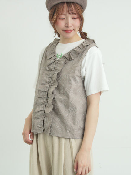 【メルヘン×Samansa Mos2】総刺繍ベスト（オフホワイト/ブラック/モカ）｜Samansa Mos2（サマンサ モスモス）通販