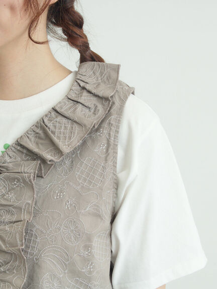 【メルヘン×Samansa Mos2】総刺繍ベスト（オフホワイト/ブラック/モカ）｜Samansa Mos2（サマンサ モスモス）通販