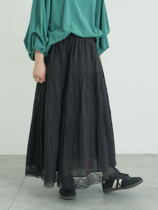 ティアードレーススカート（ブラック）｜Samansa Mos2（サマンサ モスモス）通販