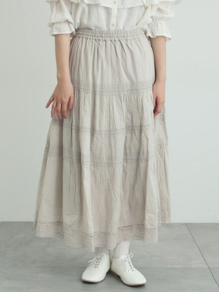 ティアードレーススカート（オフホワイト/ブラック/グレージュ）｜Samansa Mos2（サマンサ モスモス）通販