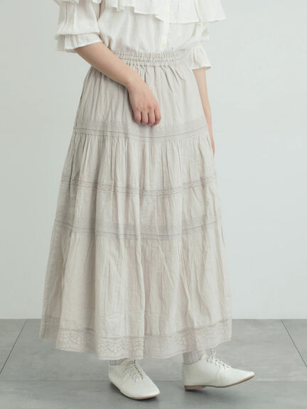 ティアードレーススカート（オフホワイト/ブラック/グレージュ）｜Samansa Mos2（サマンサ モスモス）通販