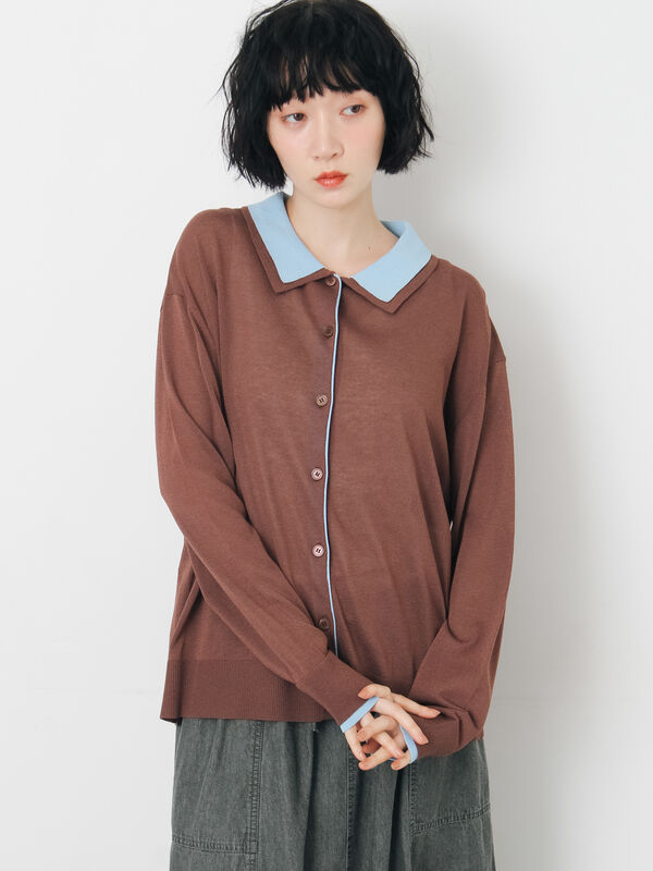 【美品】AKRIS カーディガン ニット 半袖 襟付き ウール カシミヤ 羽織り 美品】AKRIS カーディガン ニット 半袖 襟付き ウール カシミヤ 羽織り