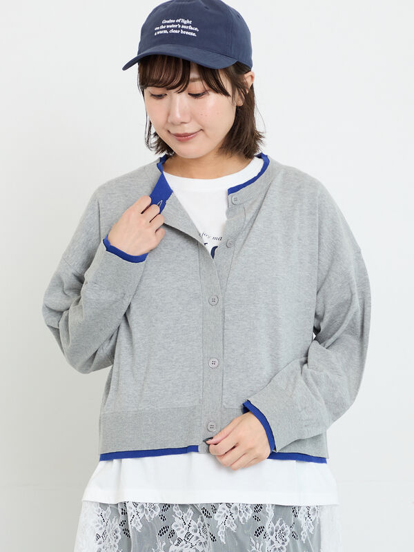 maonosuke カーディガン　水色×グレー　tシャツ SALE】LOVE Jacquard Cardigan