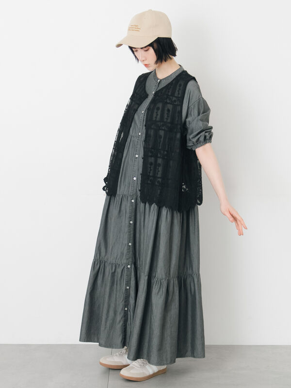 SM2サマンサモスモス 【接触冷感】ライトオンスデニムワンピース新品ネイビー M セール】 【接触冷感】ライトオンスデニムワンピース