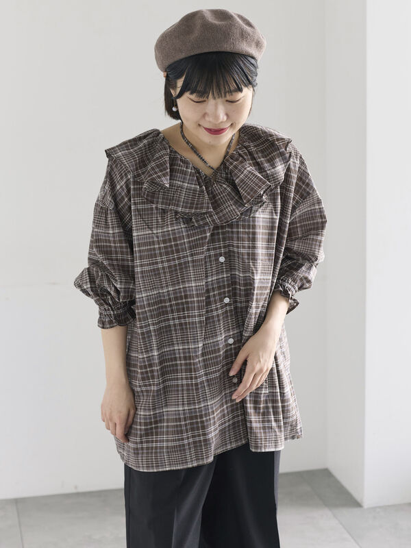 NOKO OHNO ノコオーノ フリルシアーブラウス  ロングブラウス ブラック eldo]フリルシアーブラウス | KOBUNSHA SELECT SHOP | [eldo]フリル