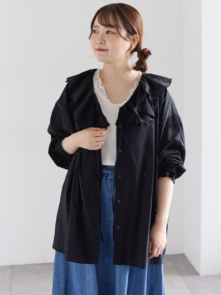 フリルシアーブラウス（ブラック/ブラウン/ネイビー/アイボリー）｜Samansa Mos2（サマンサ モスモス）通販